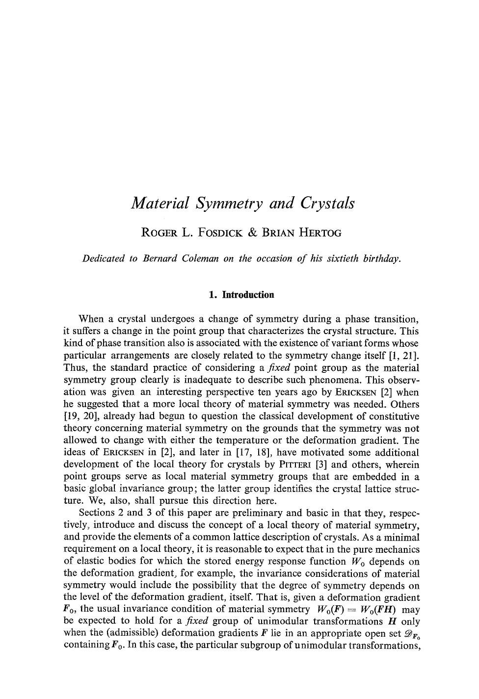 Material symmetry and crystals by Unknown