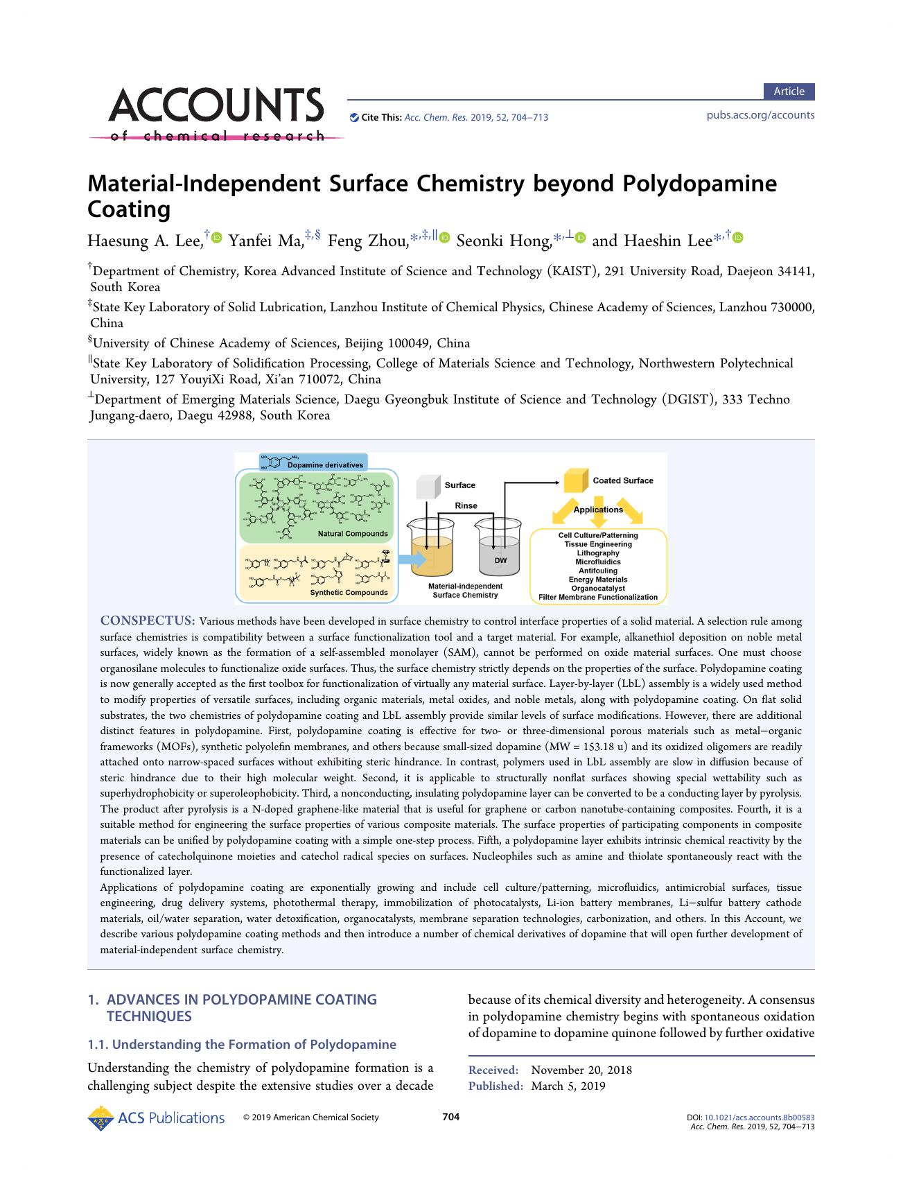 Material-Independent Surface Chemistry beyond Polydopamine Coating by unknow