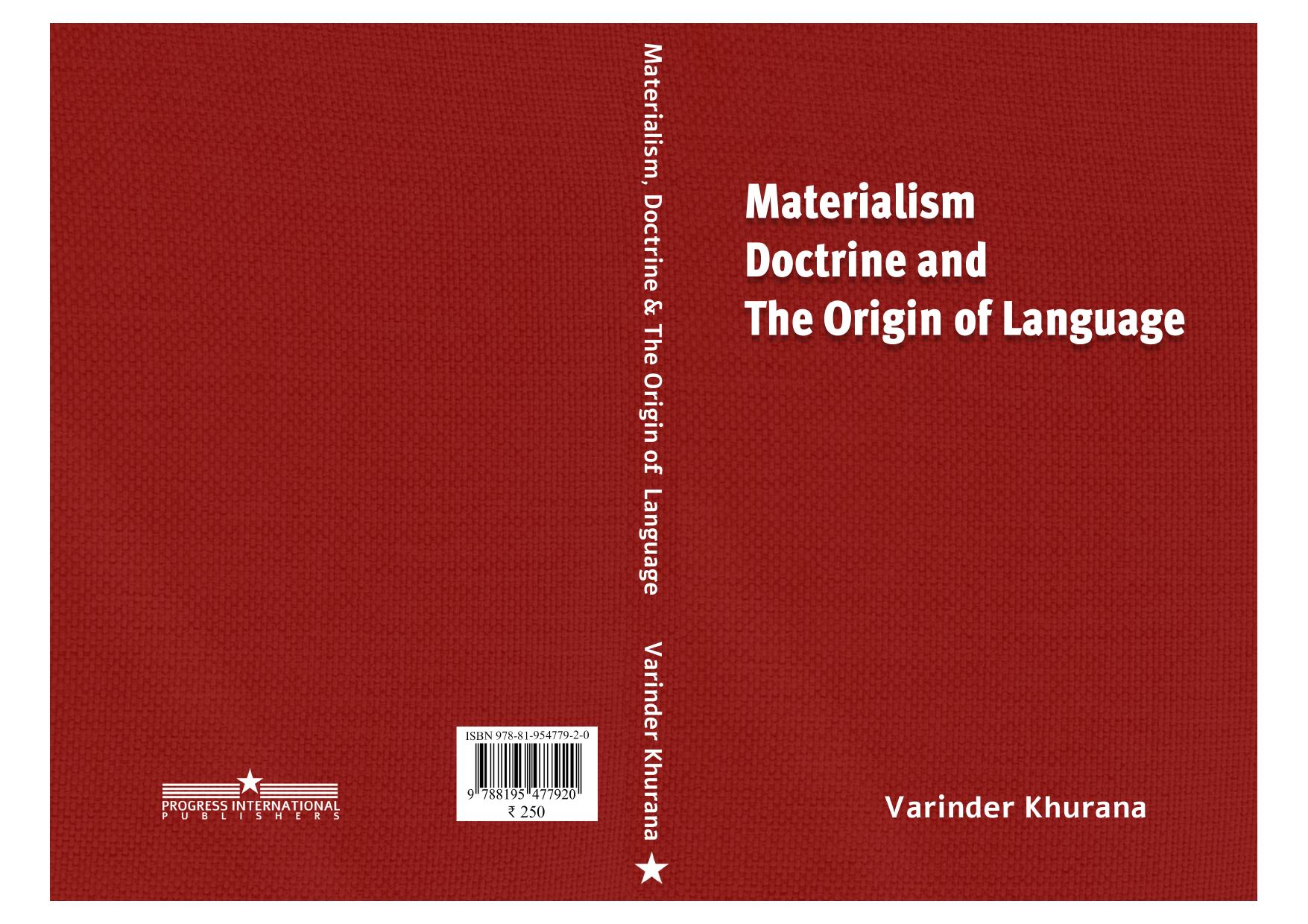 Materialism, Doctrine and The Origin of Language by Varinder Khurana
