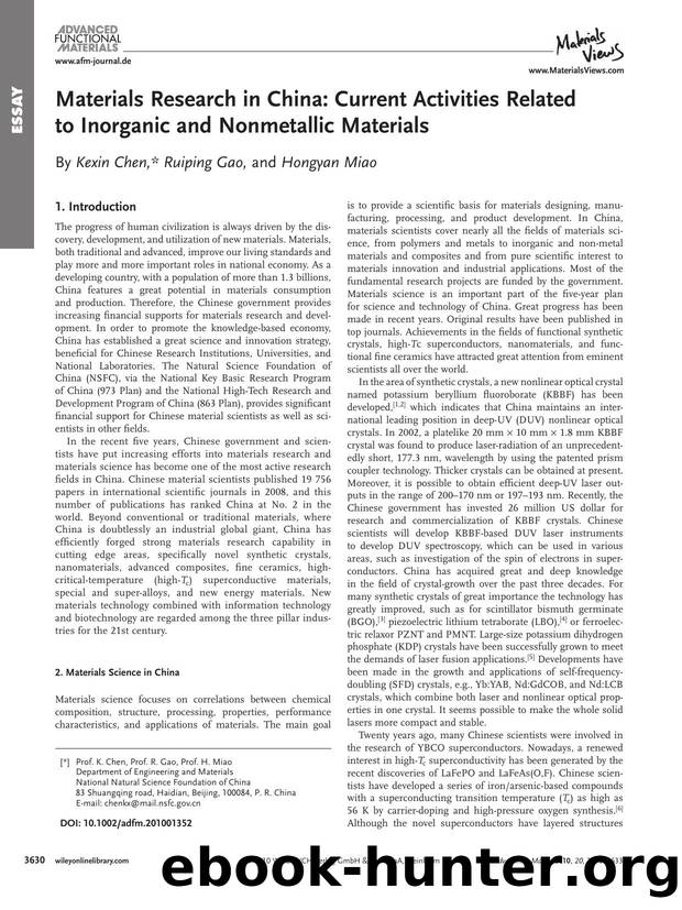 Materials Research in China: Current Activities Related to Inorganic and Nonmetallic Materials by lfm