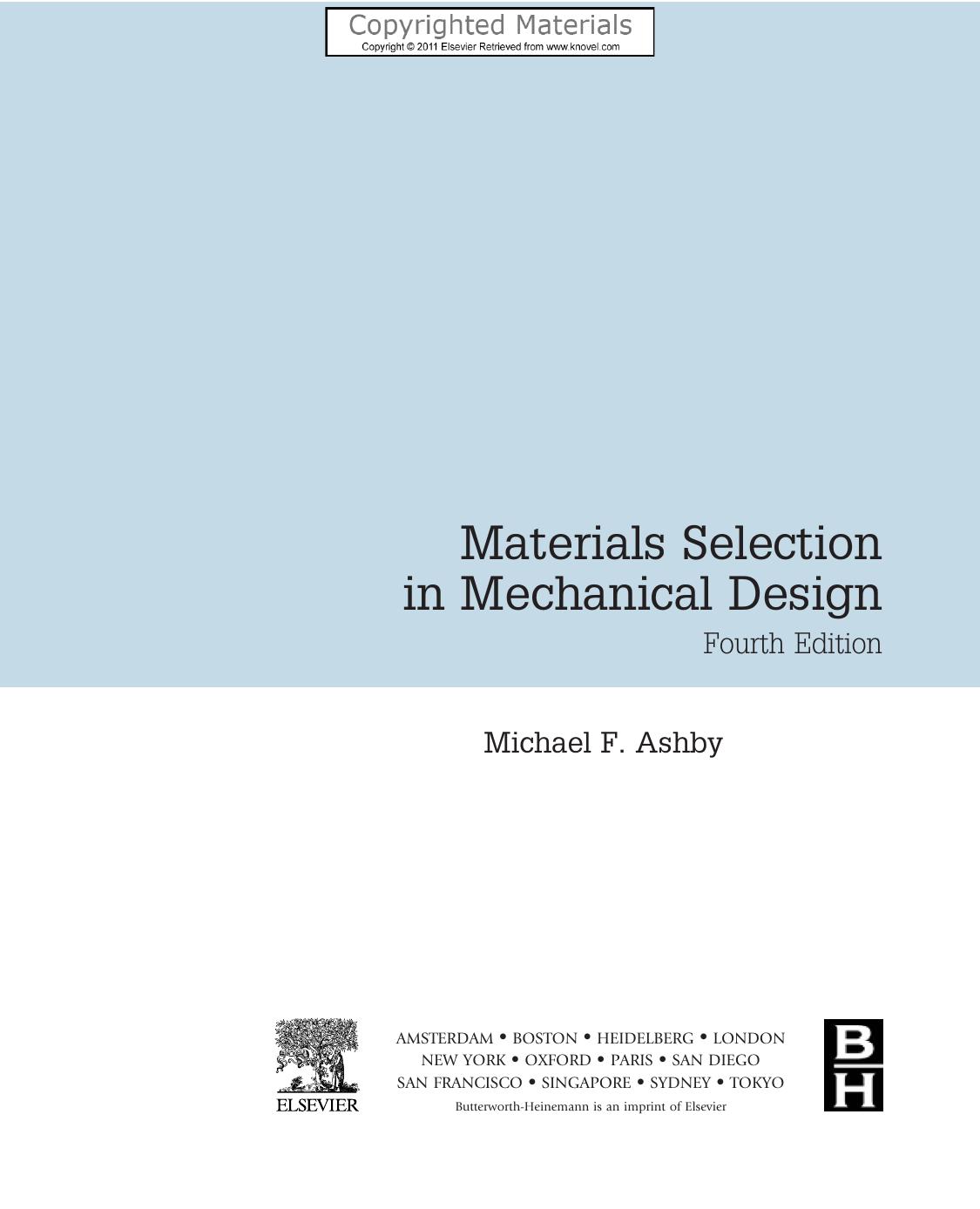 Materials Selection in Mechanical Design by Ashby Michael F