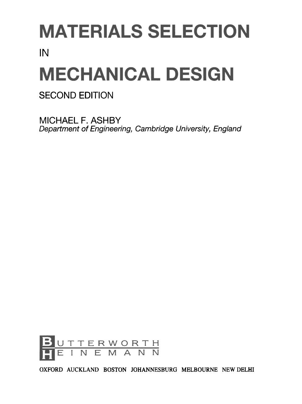 Materials Selection in Mechanical Design by Michael F. Ashby