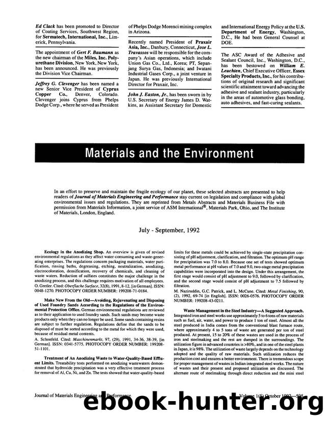 Materials and the environment by Unknown