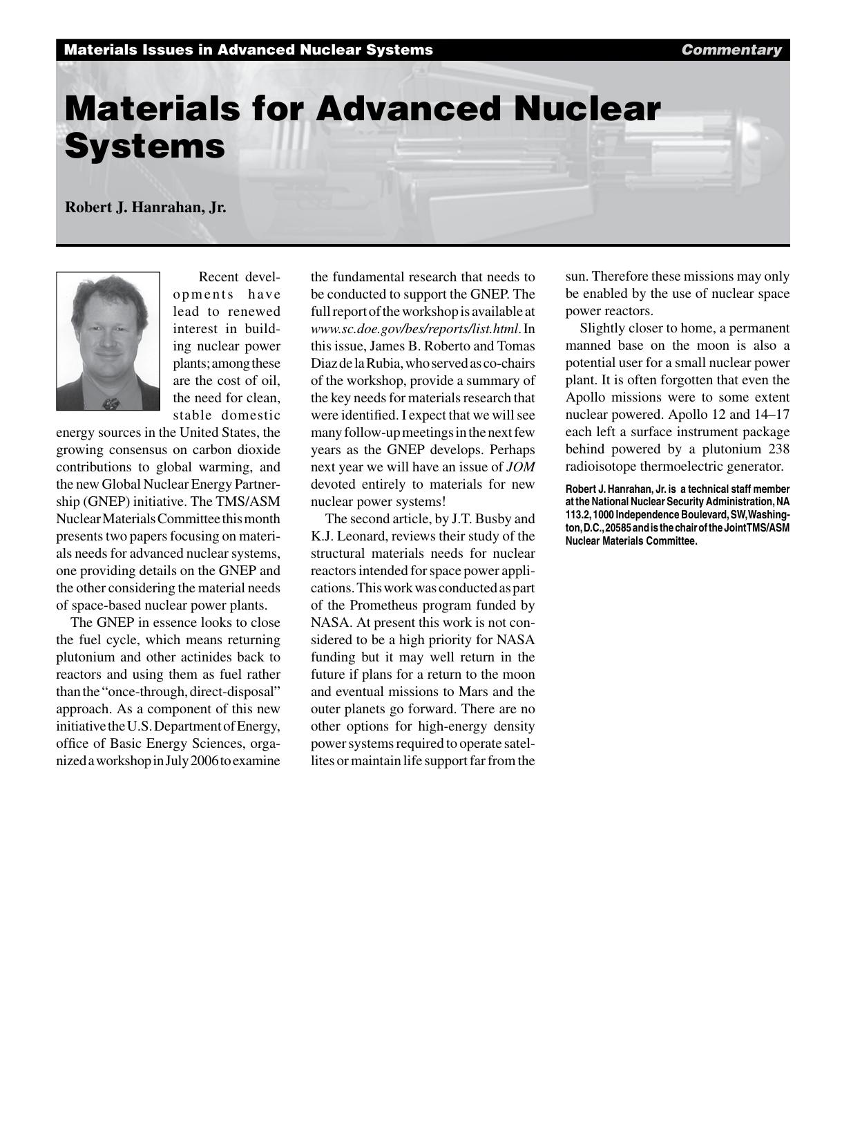Materials for advanced nuclear systems by Unknown