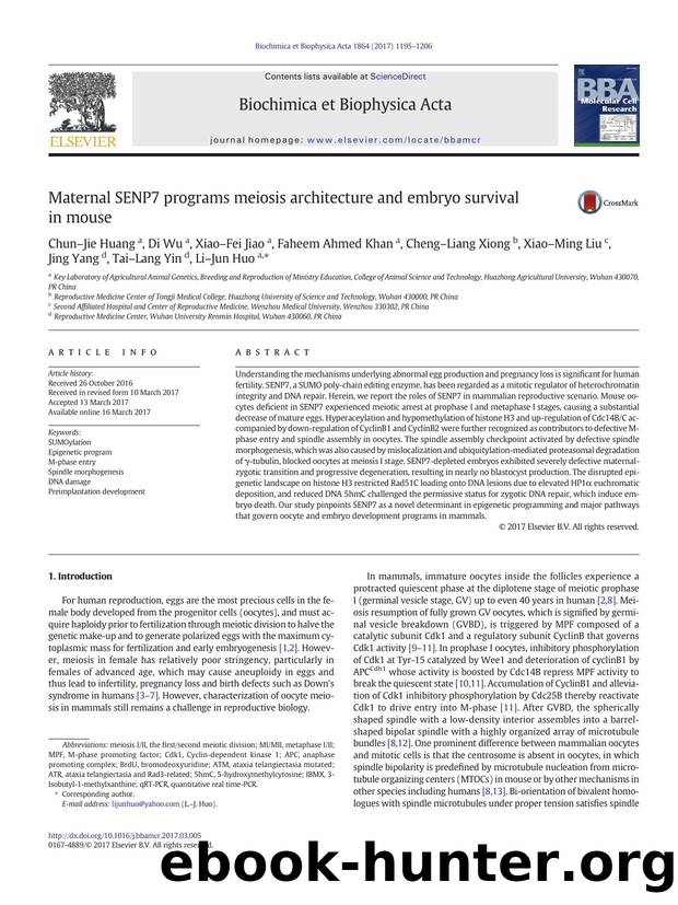 Maternal SENP7 programs meiosis architecture and embryo survival in mouse by unknow
