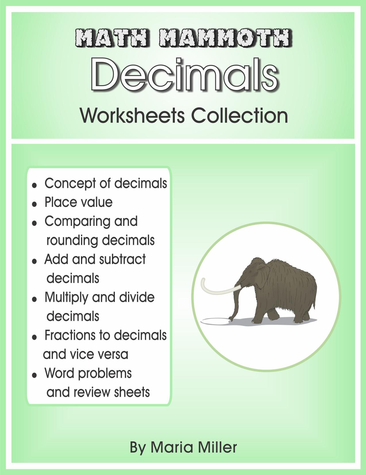 Math Mammoth Decimals Worksheets Collection by Maria Miller