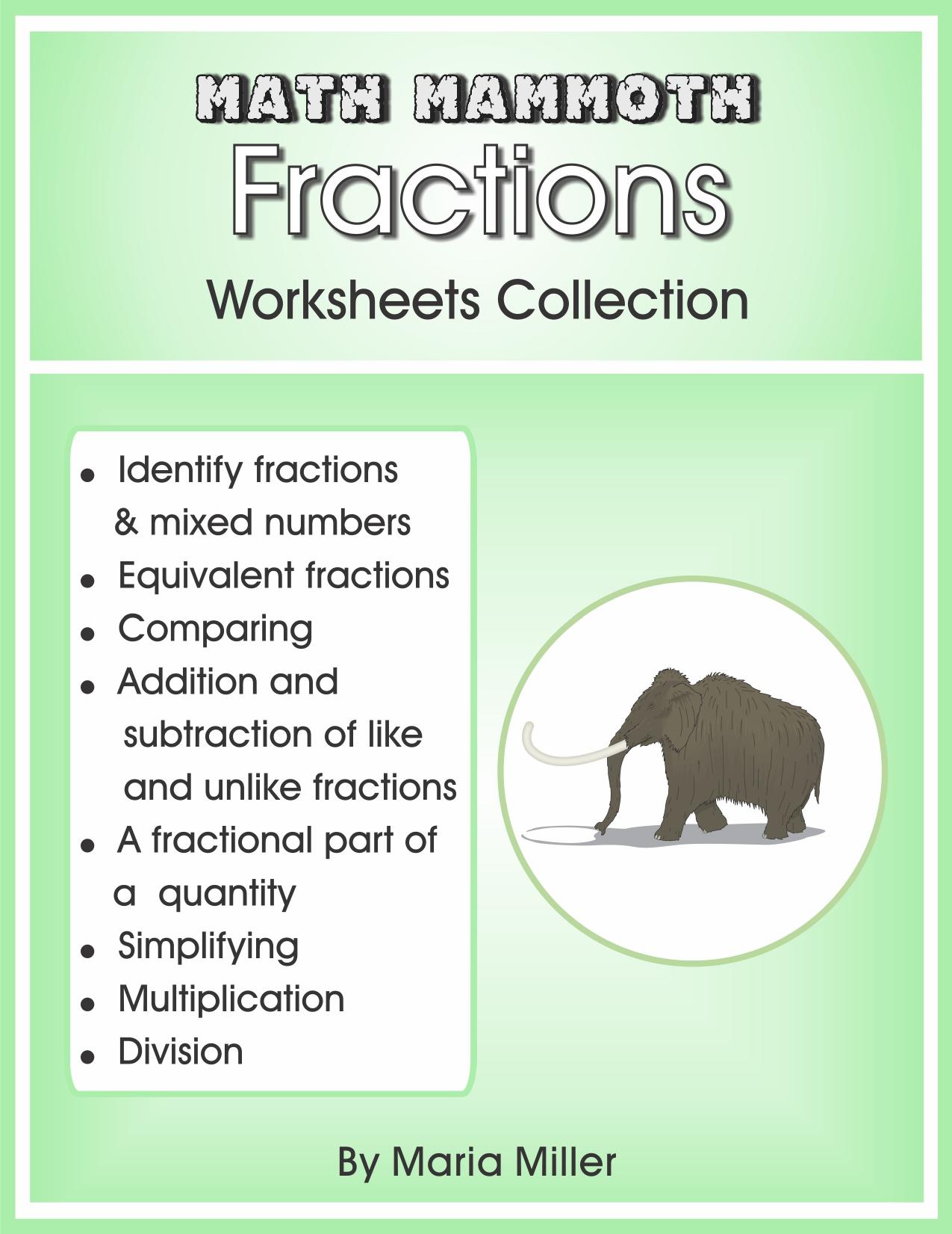 Math Mammoth Fractions Worksheets Collection by Maria Miller