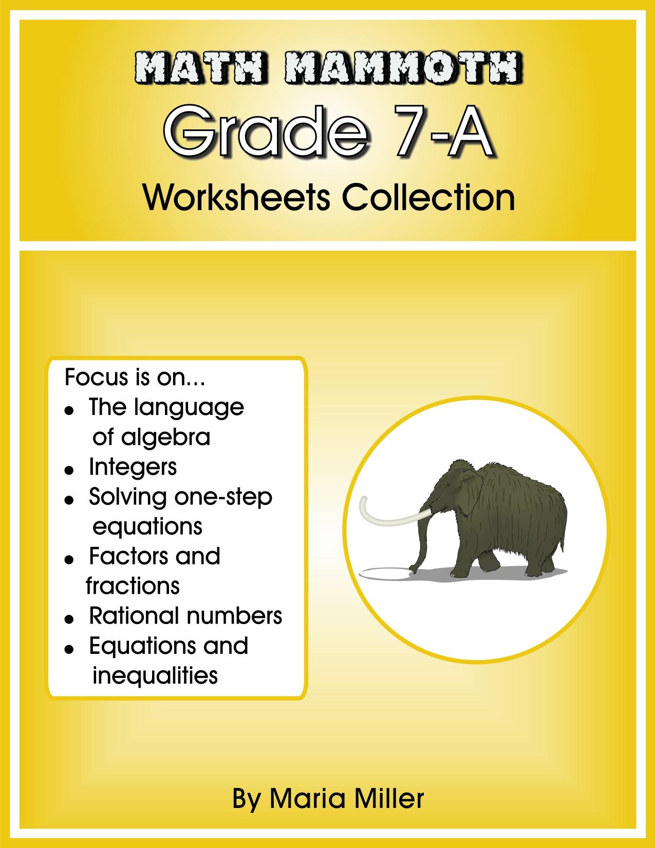 Math Mammoth Grade 7A Worksheets Collection by Maria Miller