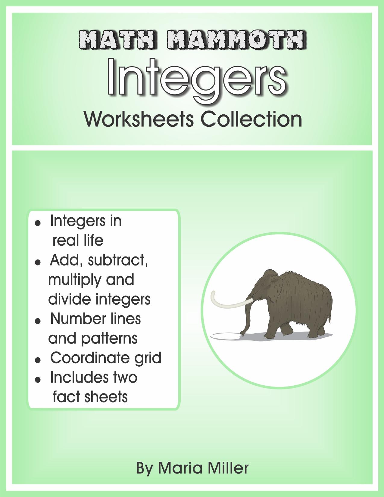 Math Mammoth Integers Worksheets Collection by Maria Miller