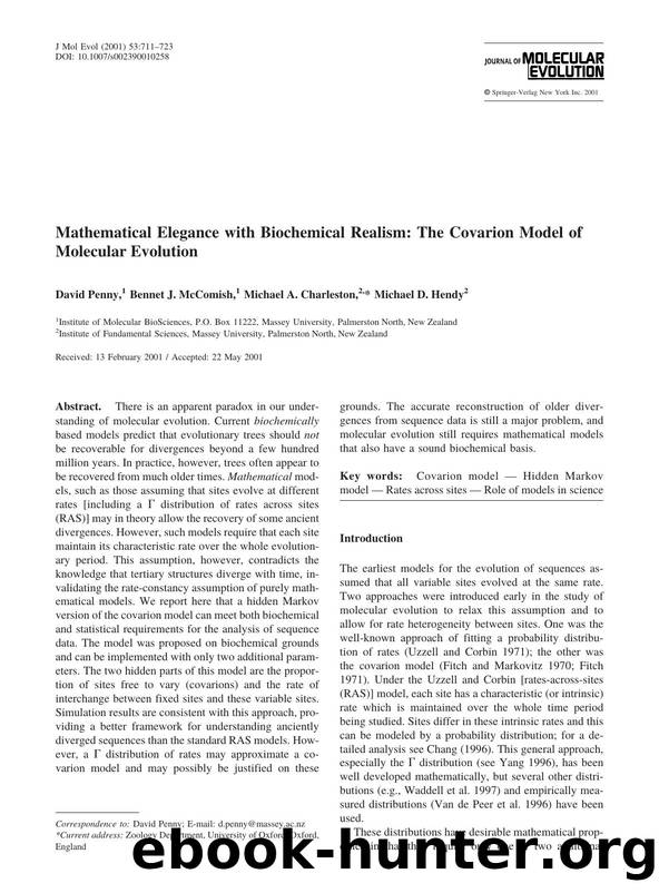 Mathematical Elegance with Biochemical Realism: The Covarion Model of Molecular Evolution by Penny D. et al