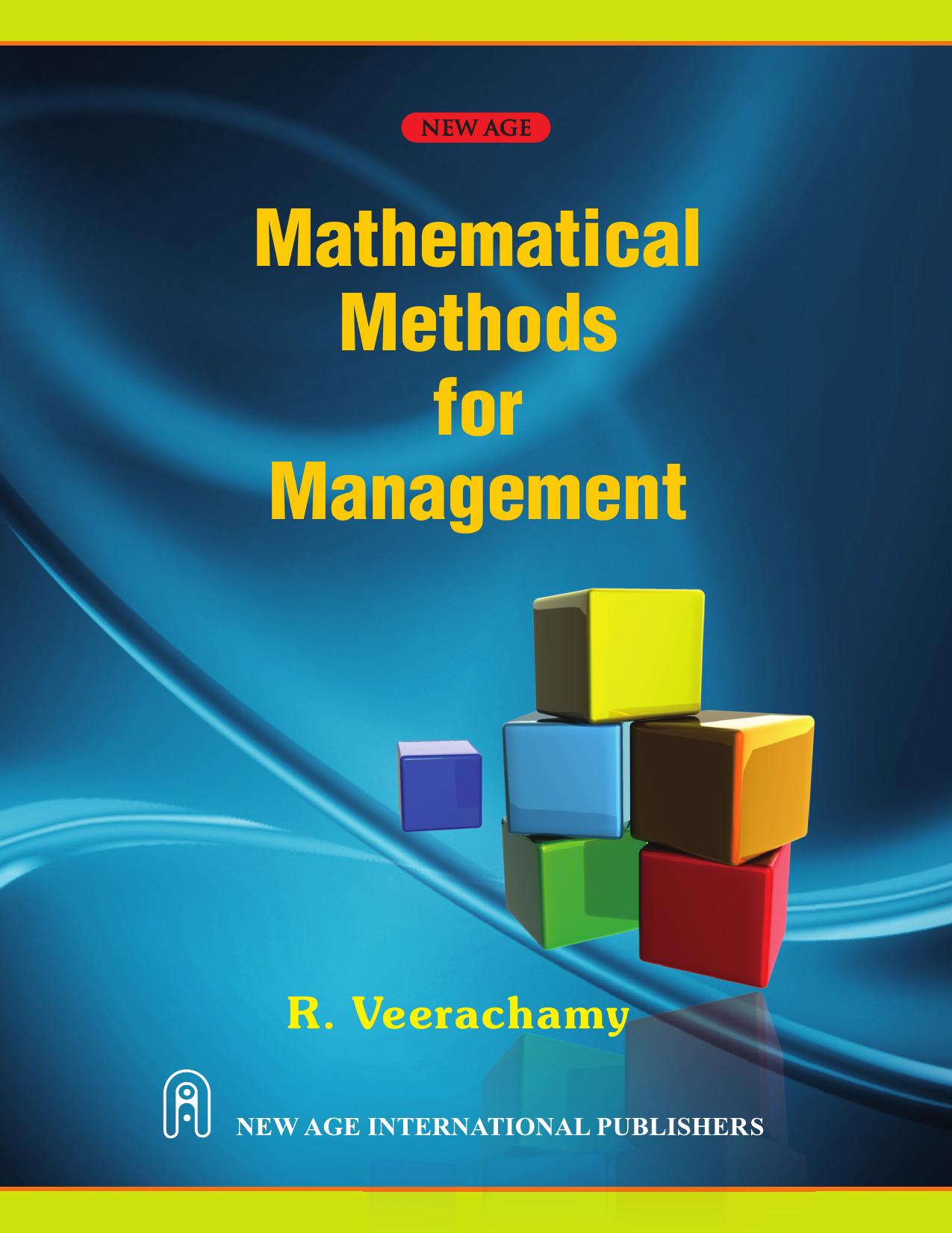 Mathematical Methods for Management by R. Veerachamy
