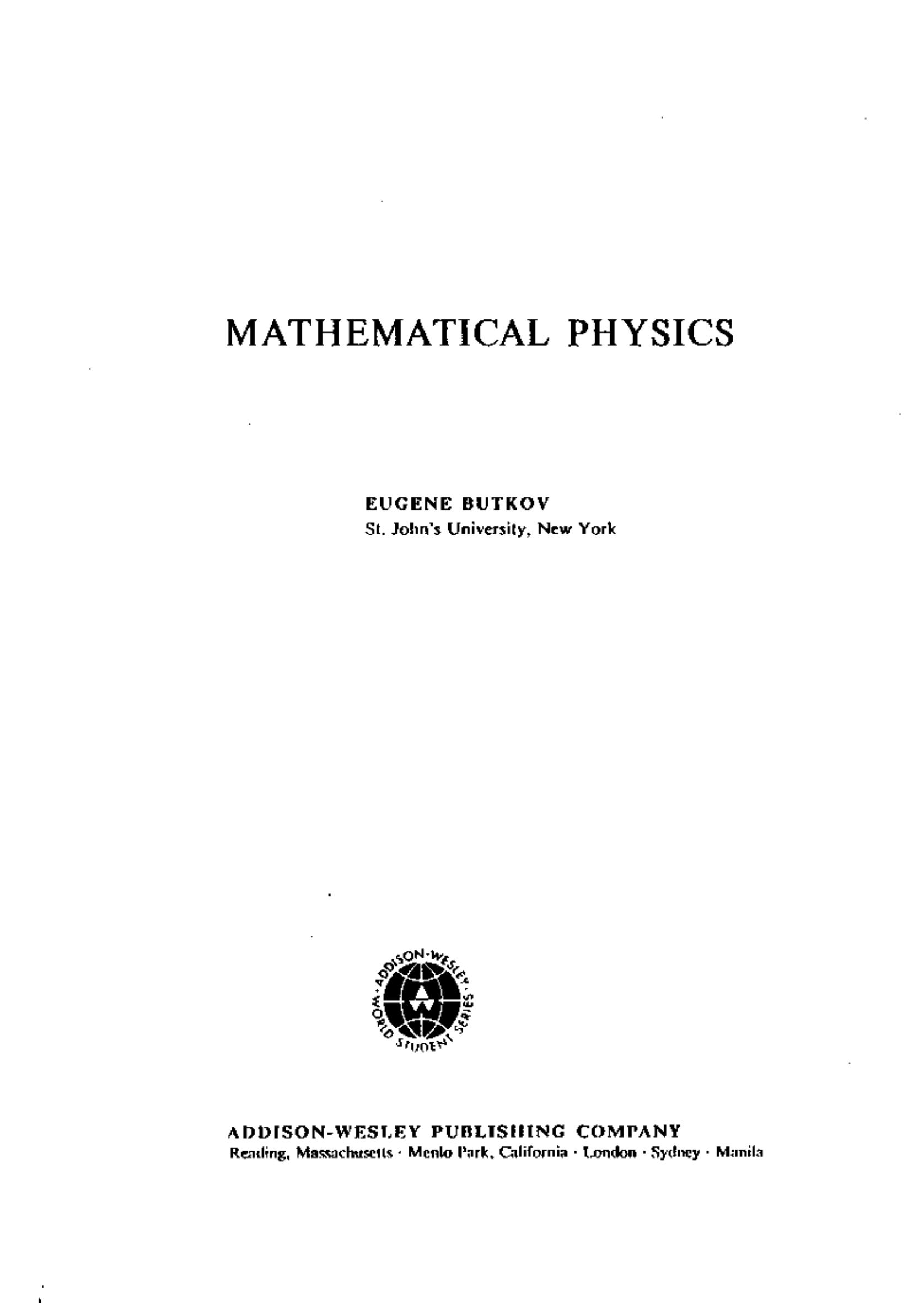 Mathematical Physics Publishing Company Reading by Butkov E