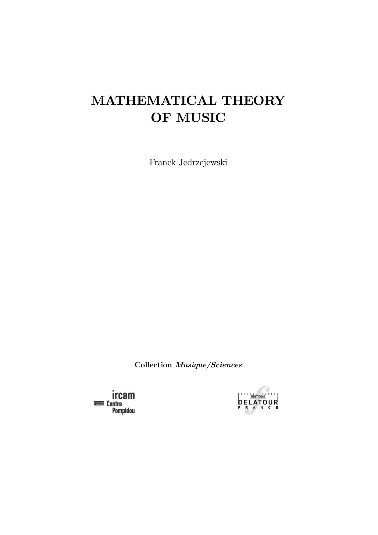 Mathematical Theory of Music by Franck Jedrzejewski