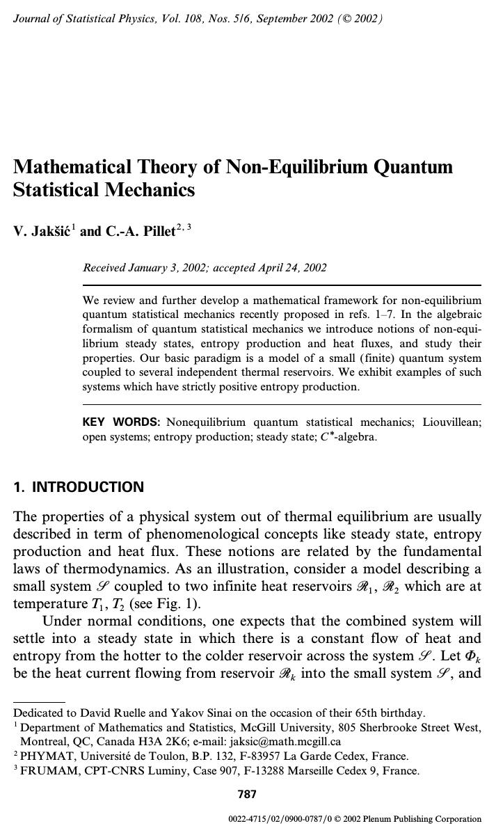 Mathematical Theory of Non-Equilibrium Quantum Statistical Mechanics by Unknown