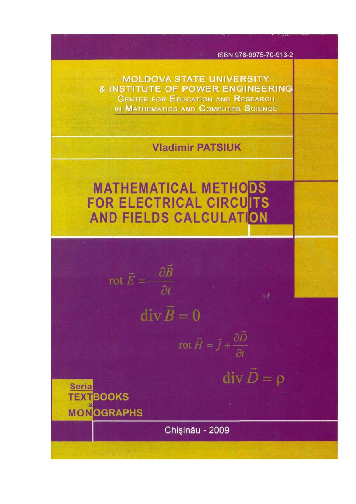Mathematical methods for electrical circuits and fields calculation by Patsiuk Vladimir