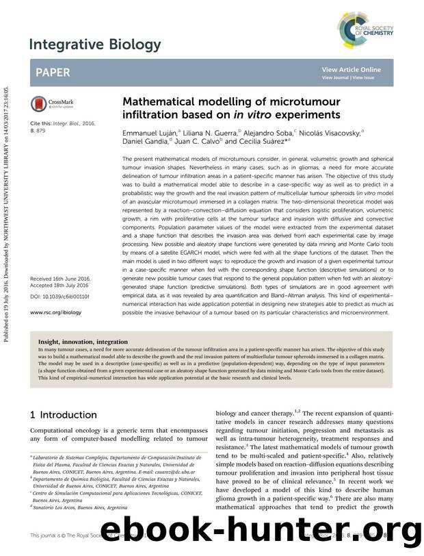 Mathematical modelling of microtumour infiltration based on in vitro experiments by unknow