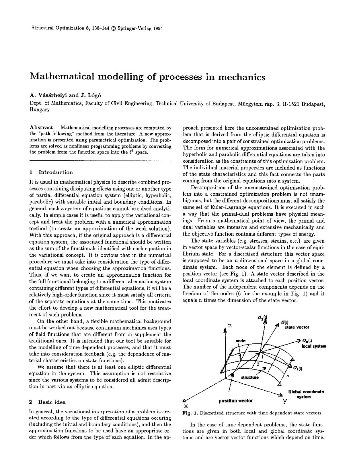 Mathematical modelling of processes in mechanics by Unknown