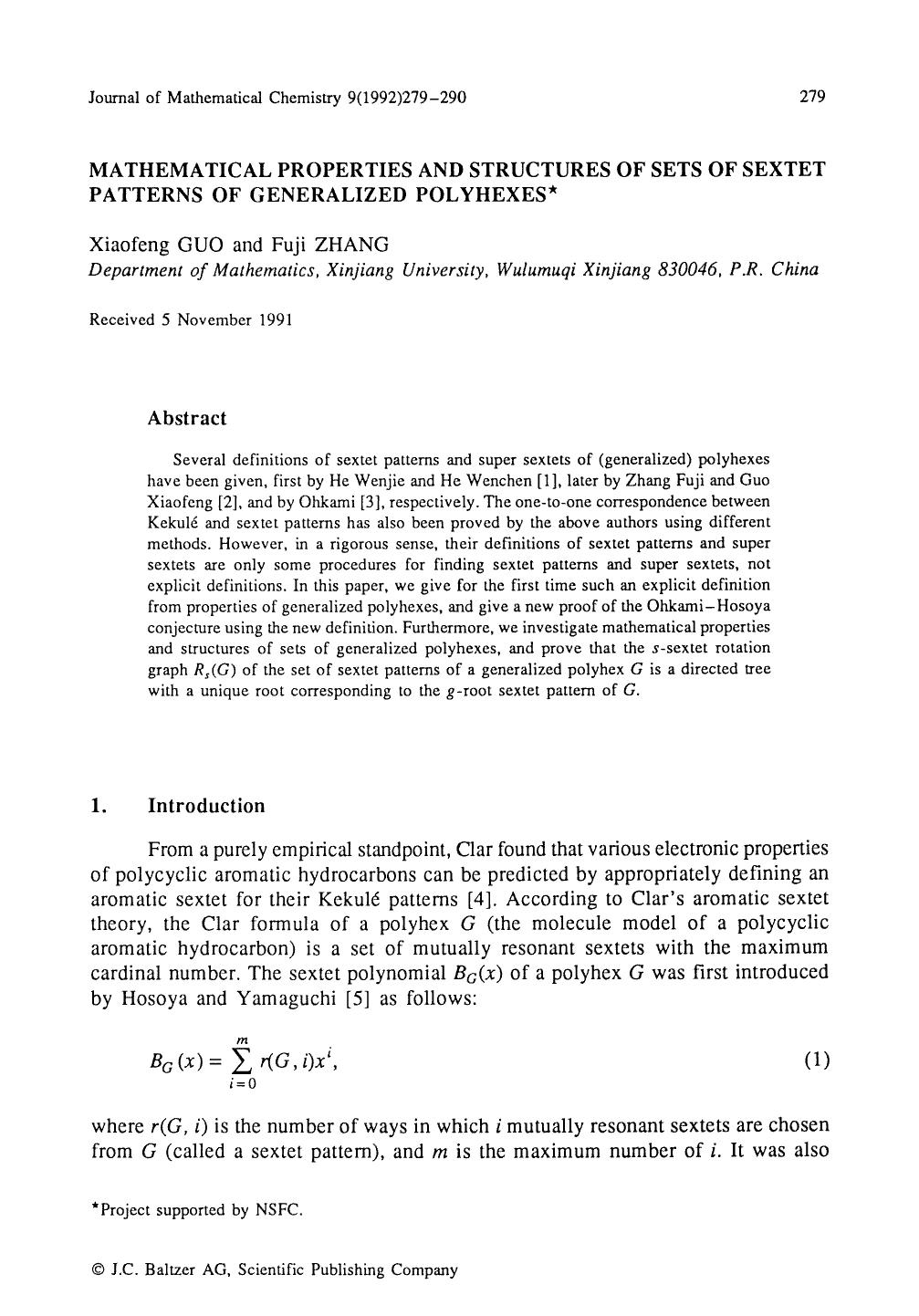 Mathematical properties and structures of sets of sextet patterns of generalized polyhexes by Unknown
