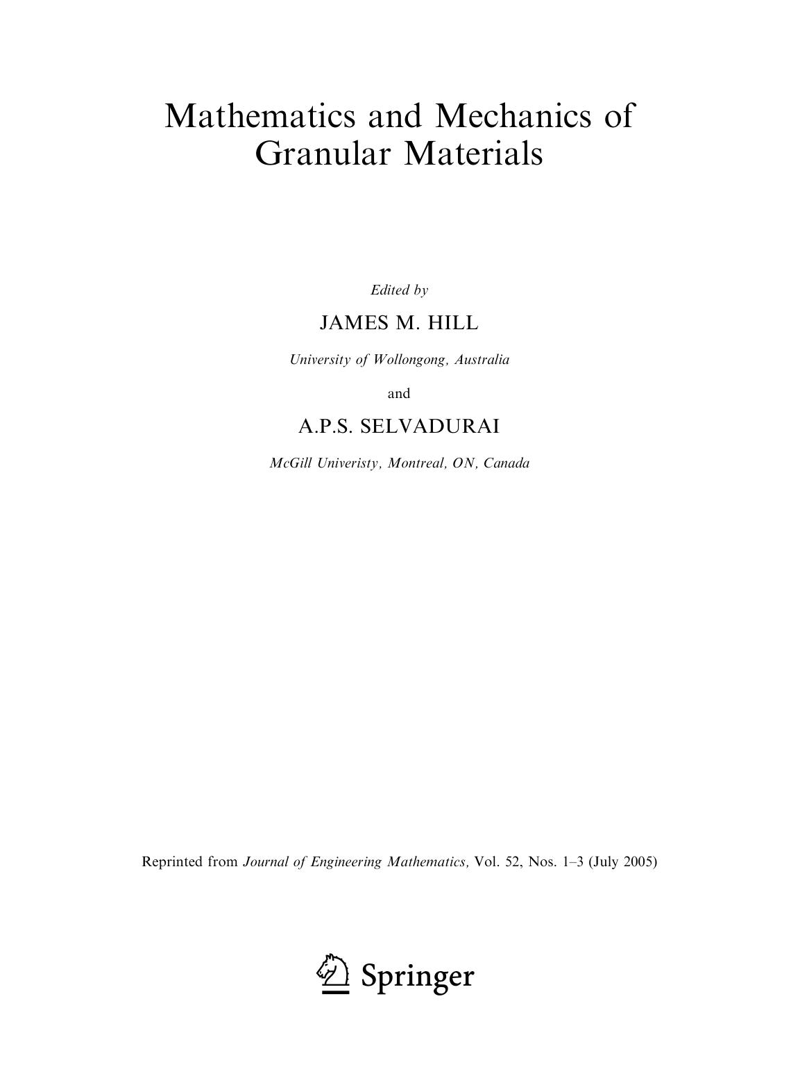 Mathematics and Mechanics of Granular Materials by Alexander Soifer