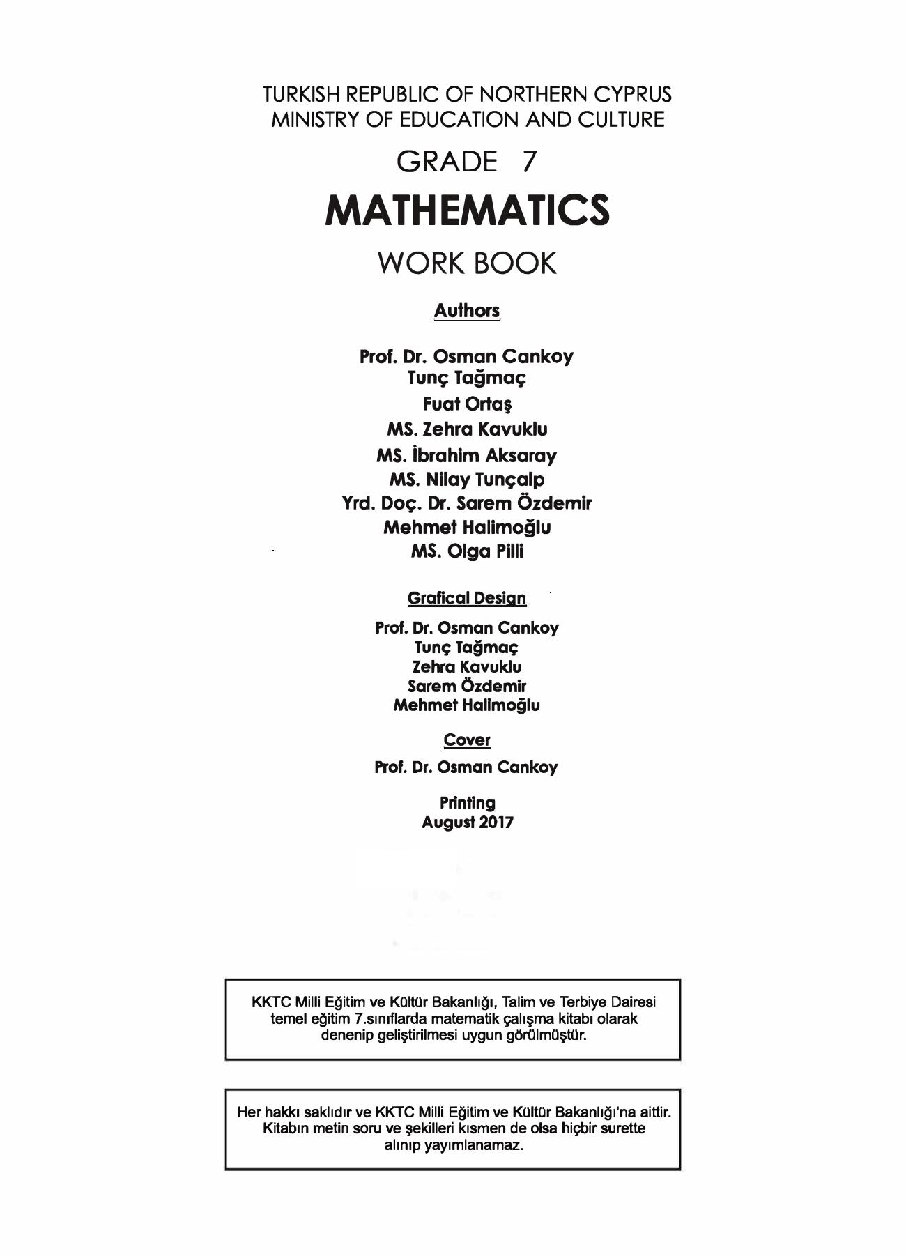 Mathematics. Grade 7. Work Book by coll