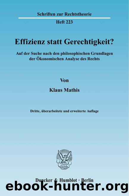 Mathis by Effizienz statt Gerechtigkeit (9783428527243)