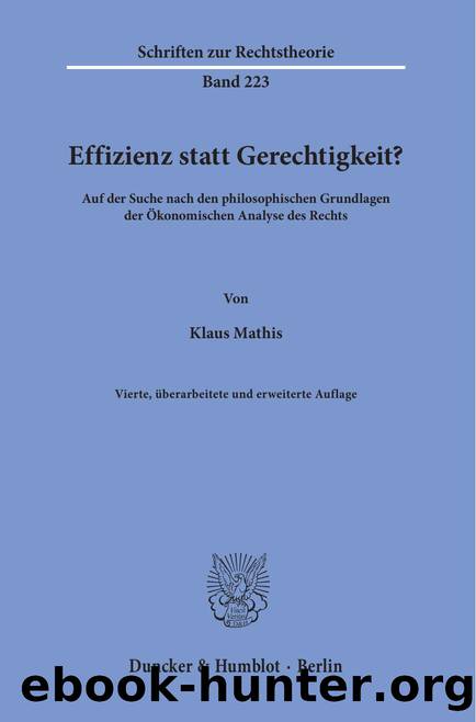 Mathis by Effizienz statt Gerechtigkeit (9783428556847)