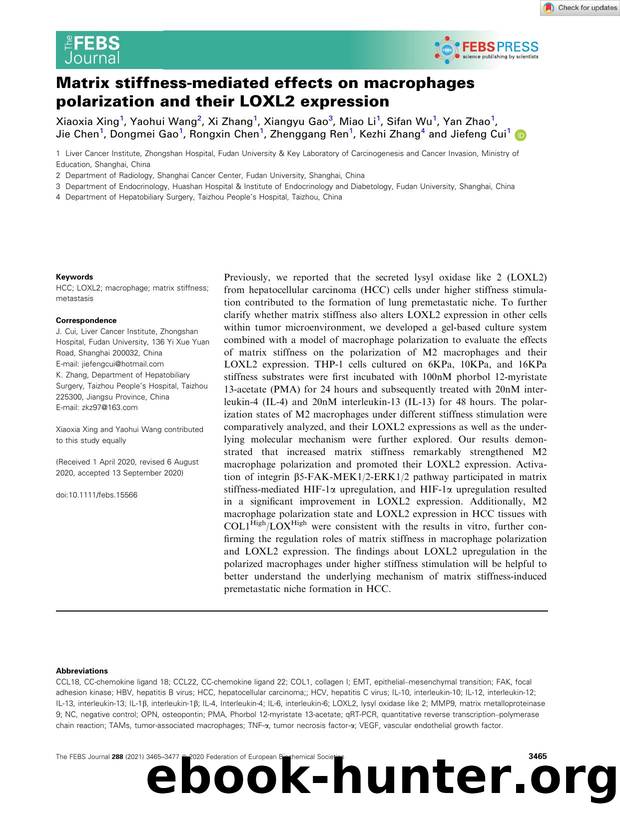 Matrix stiffnessâmediated effects on macrophages polarization and their LOXL2 expression by Unknown