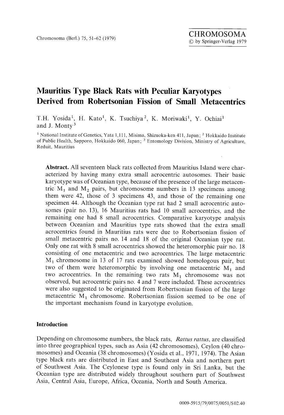 Mauritius type black rats with peculiar karyotypes derived from robertsonian fission of small metacentrics by Unknown