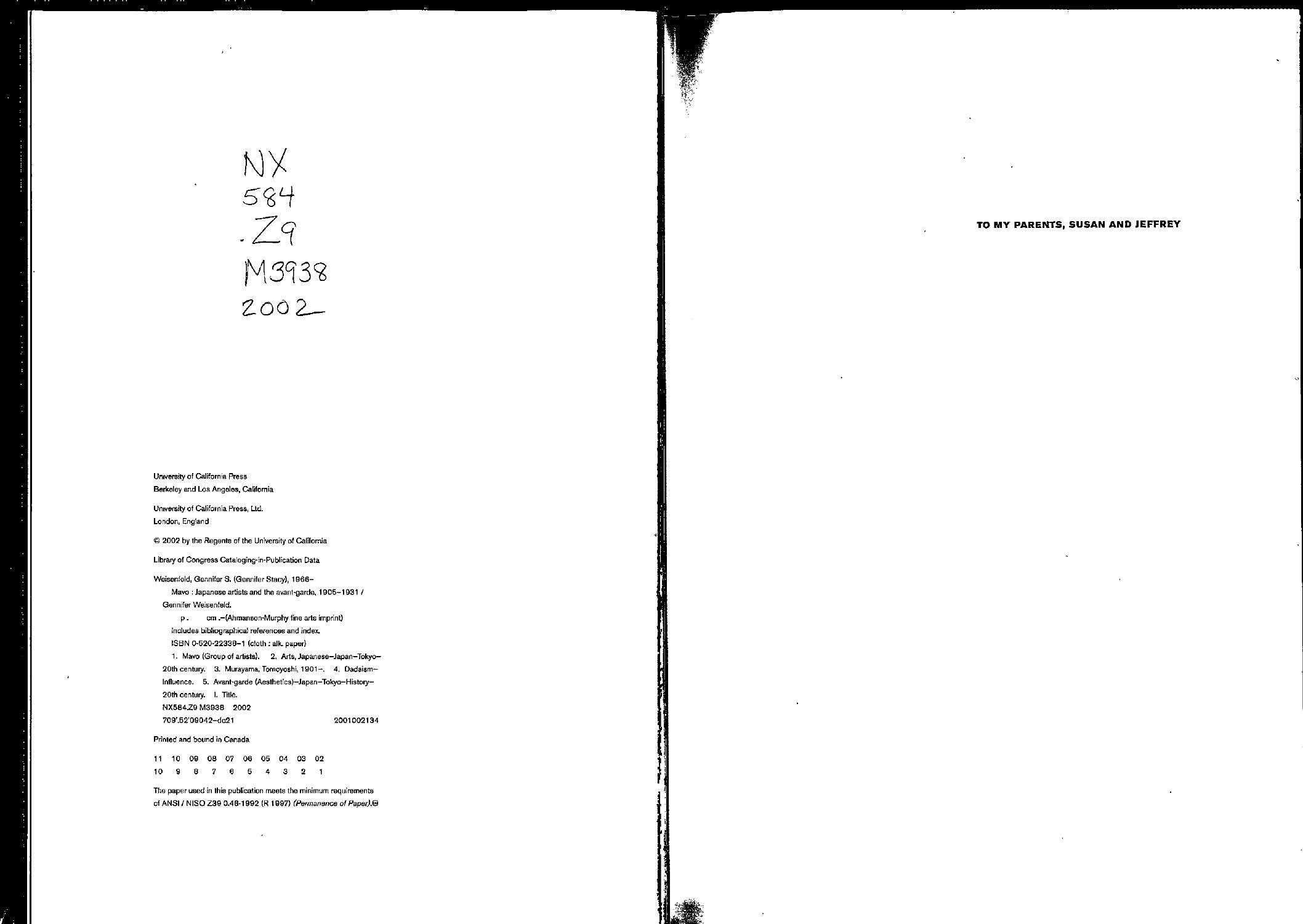 Mavo : Japanese artists and the avant-garde, 1905-1931 by Gennifer Weisenfeld