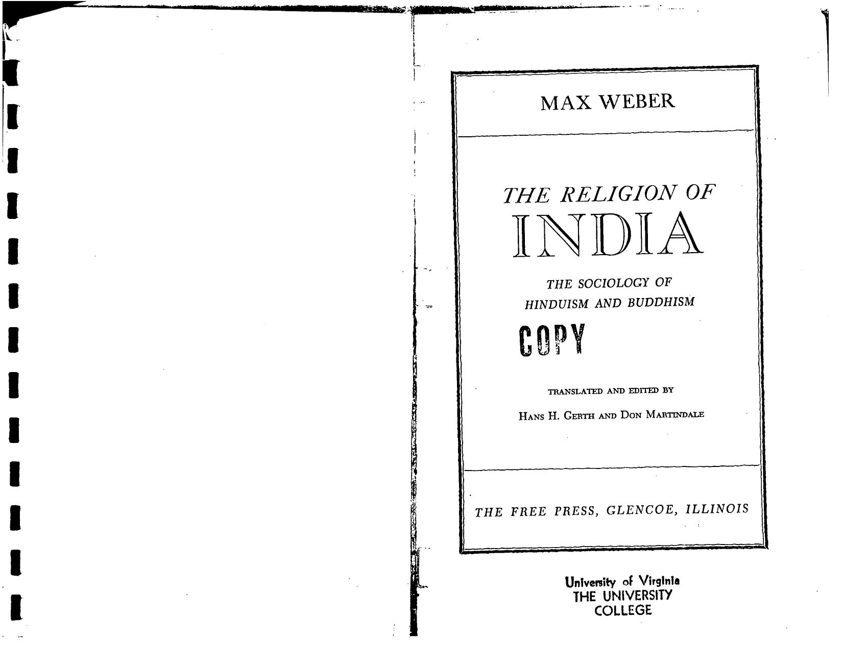 Max Weber-The Religion of India The Sociology of Hinduism and Buddhism (2000) by Unknown