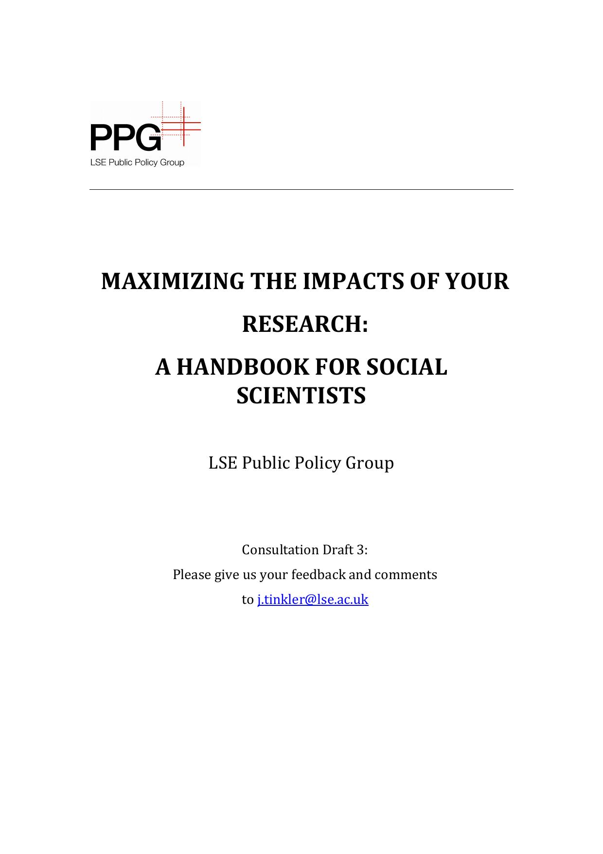 Maximizing the impacts of your research: a handbook for social scientists by London School of Economics and Political Science