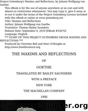 Maxims and Reflections by Johann Wolfgang von Goethe