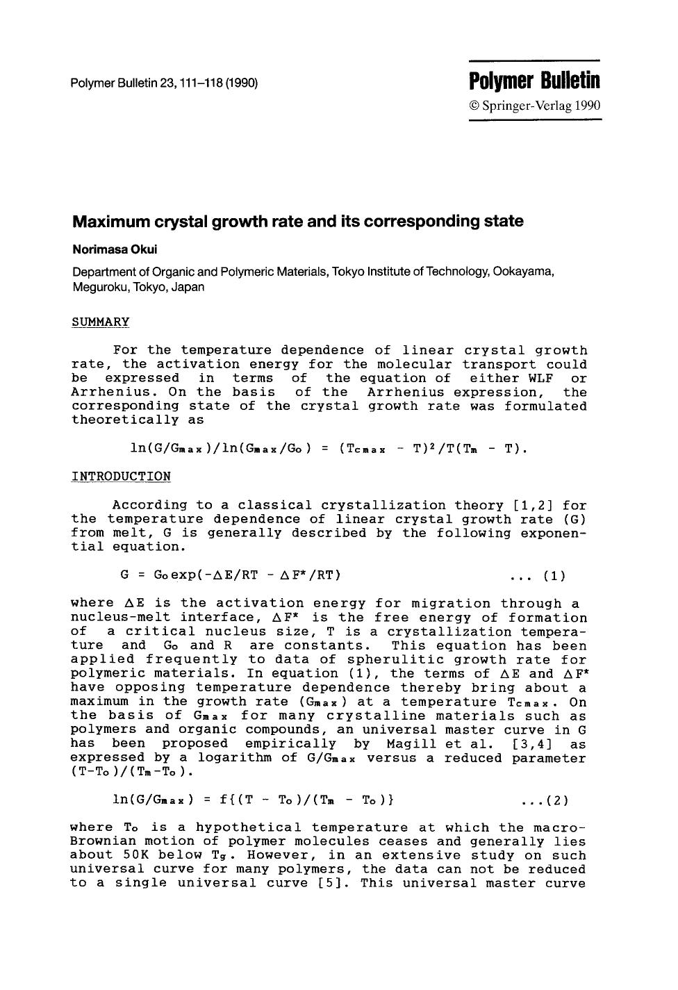 Maximum crystal growth rate and its corresponding state by Unknown