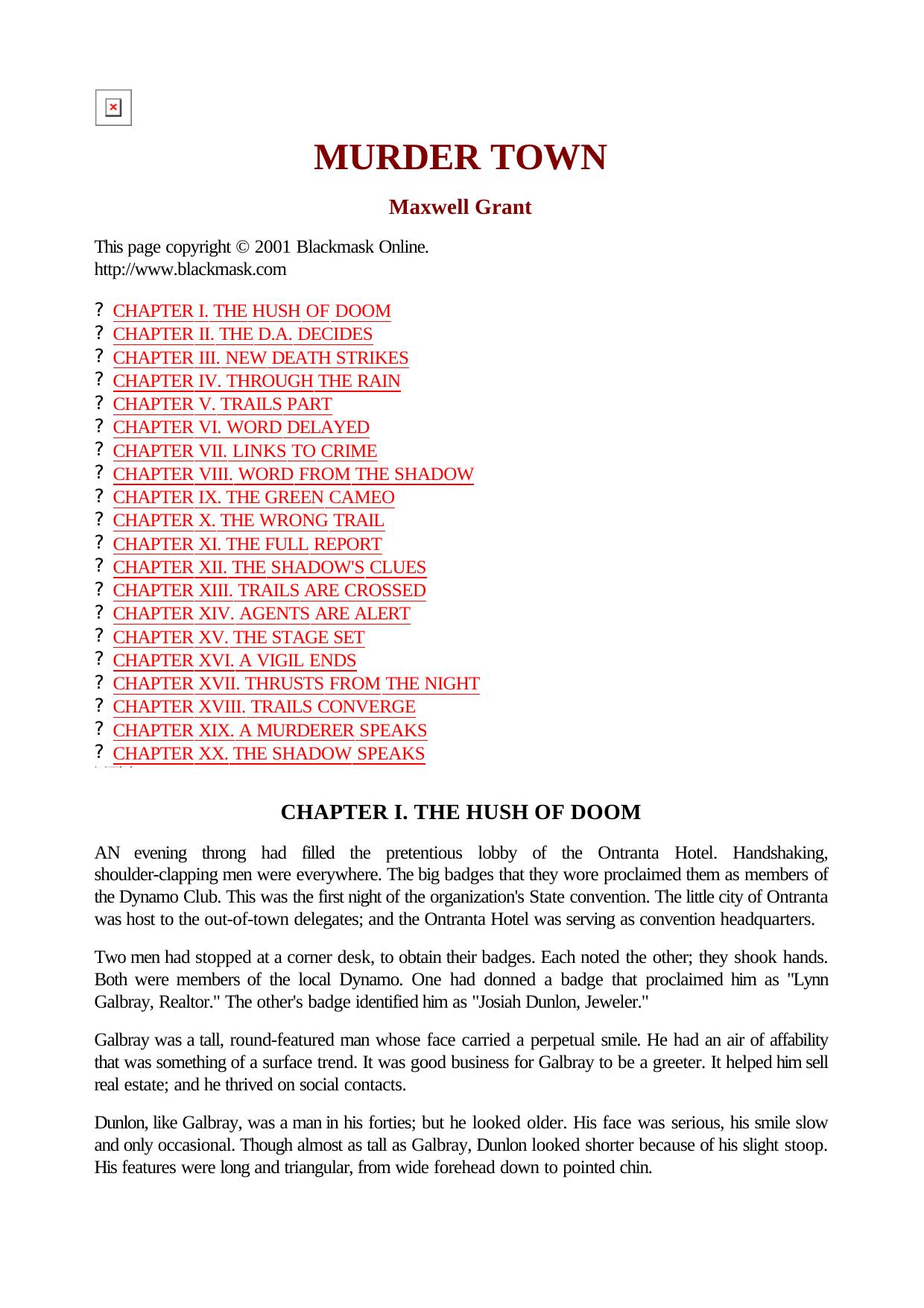 Maxwell Grant - The Shadow - 104 by Murder Town