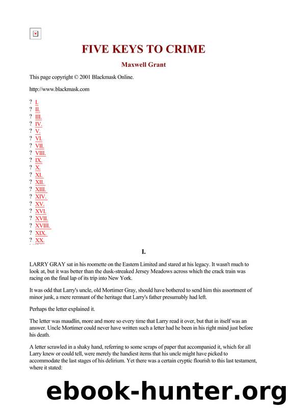 Maxwell Grant - The Shadow 289 by Five Keys to Crime