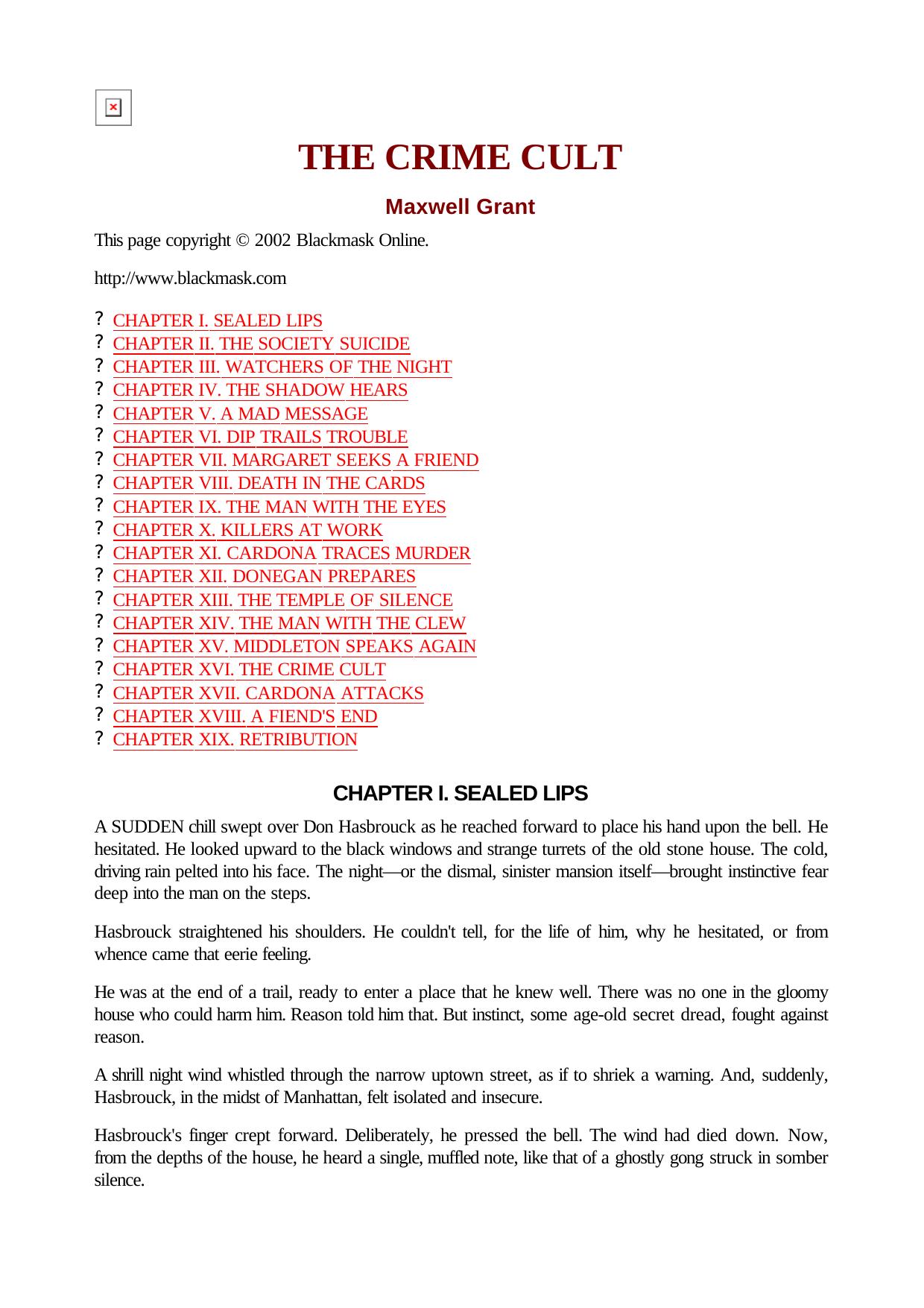 Maxwell Grant The Shadow 012 The Crime Cult by Unknown
