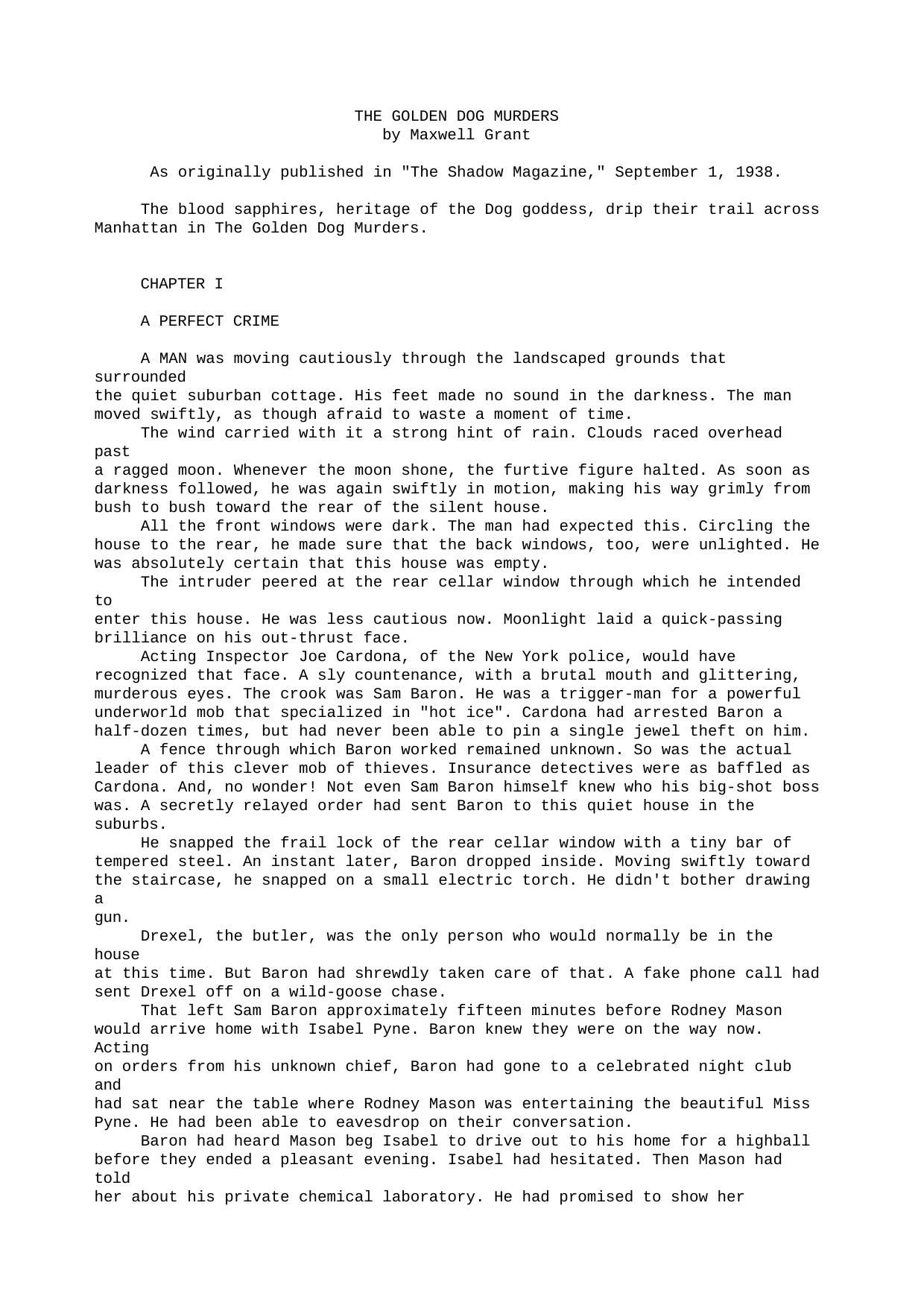 Maxwell Grant The Shadow 157 The Golden Dog Murders by Unknown