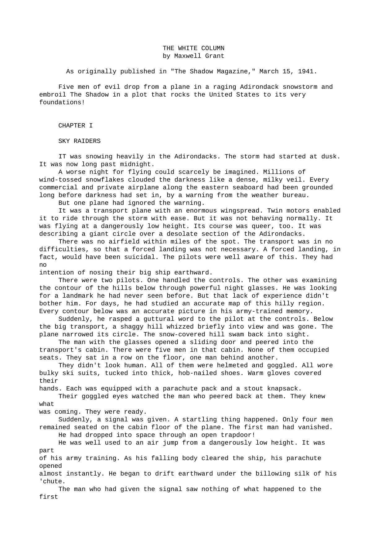 Maxwell Grant The Shadow 218 The White Column by Unknown