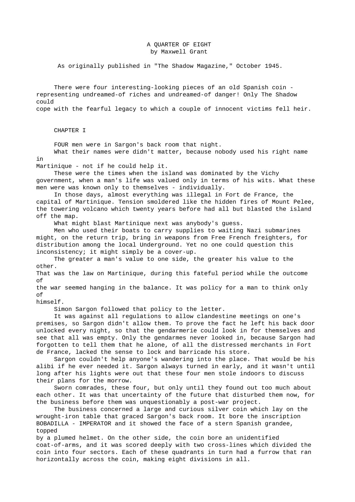 Maxwell Grant The Shadow 296 A Quarter of Eight Walter Gibson by Unknown