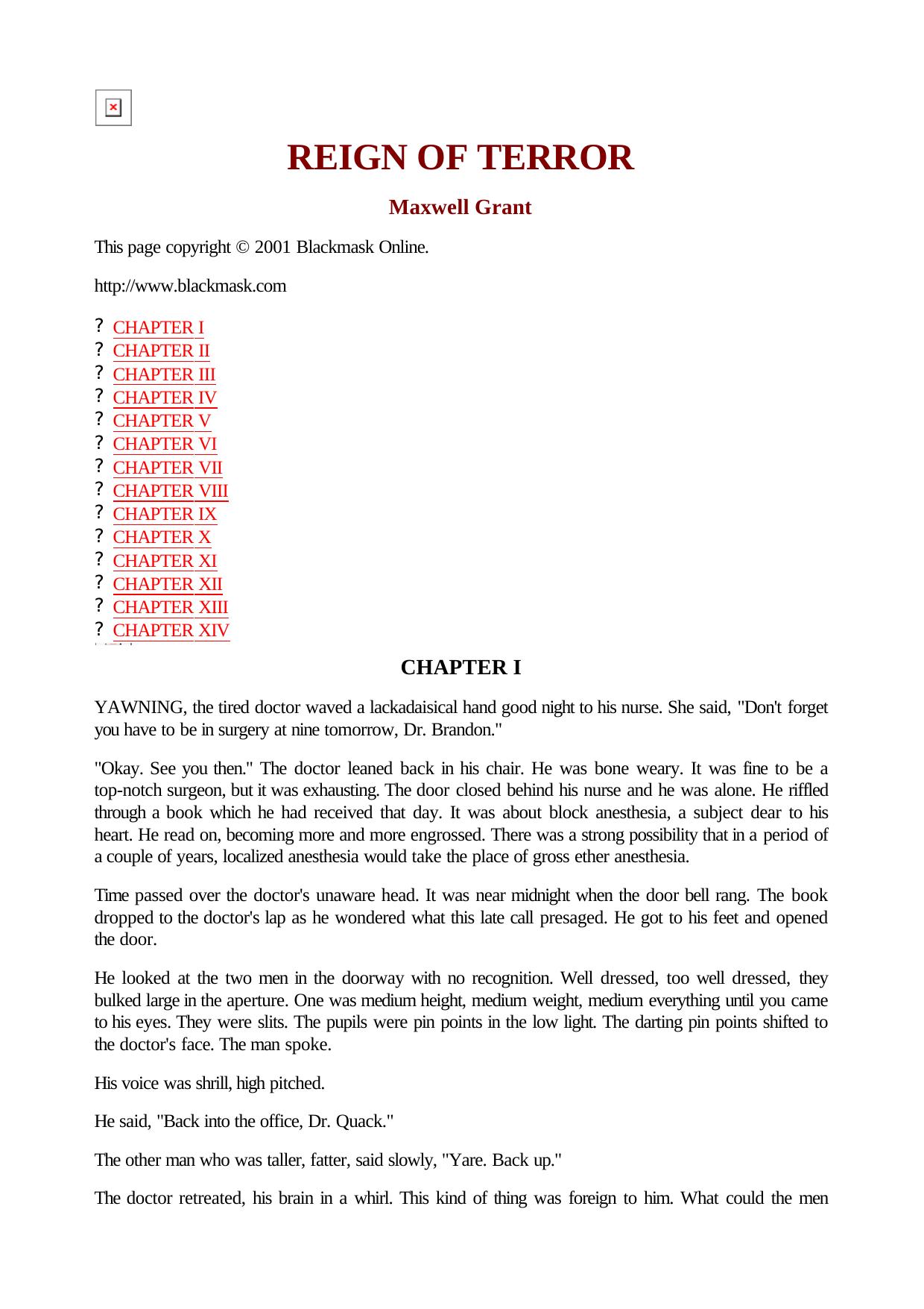 Maxwell Grant The Shadow 320 Reign of Terror by Unknown