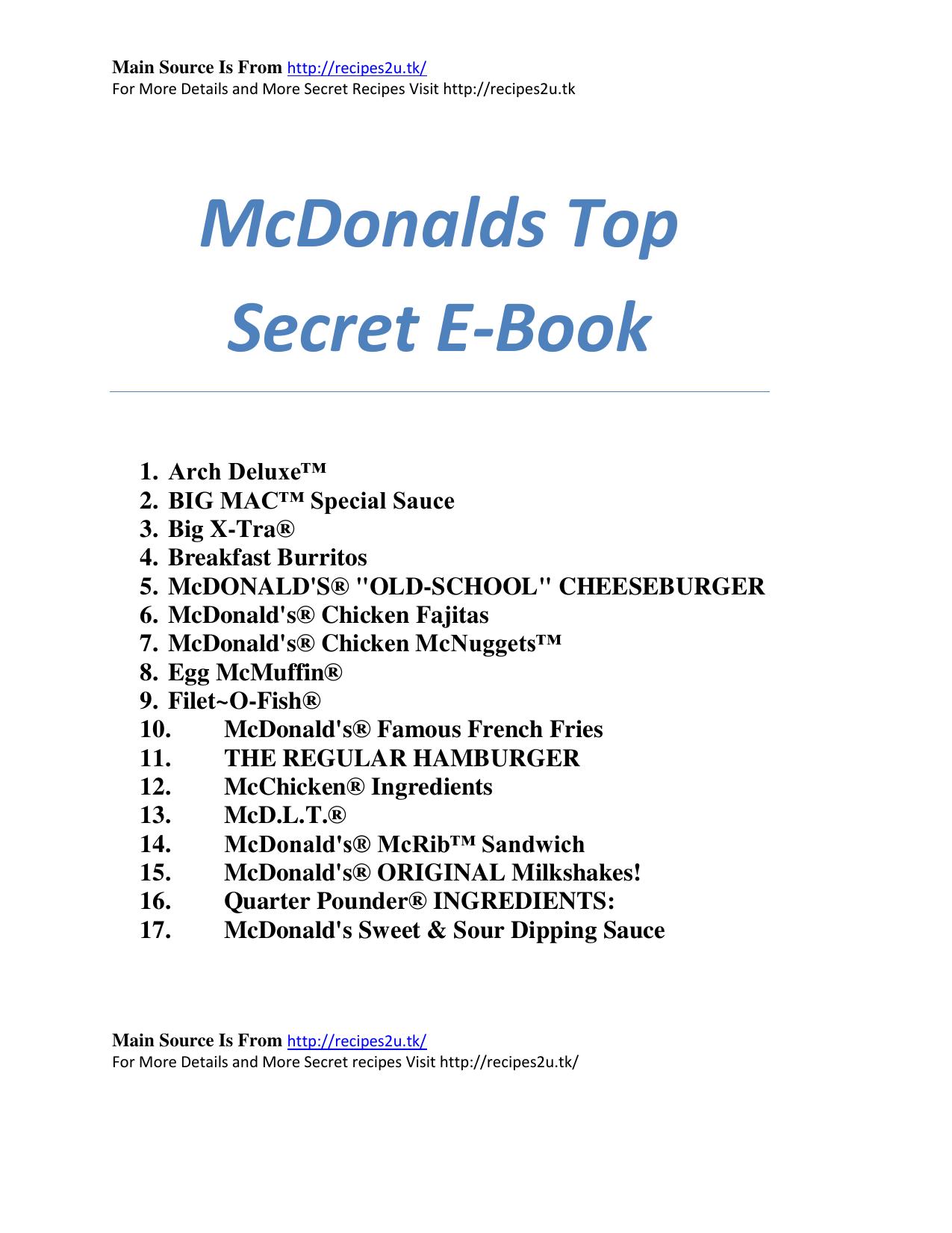 Mc Donald's Recipes by philips