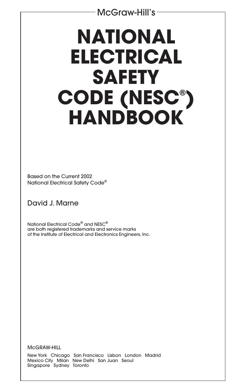 McGraw-Hill's National Electrical Safety Code Handbook by David J. Marne