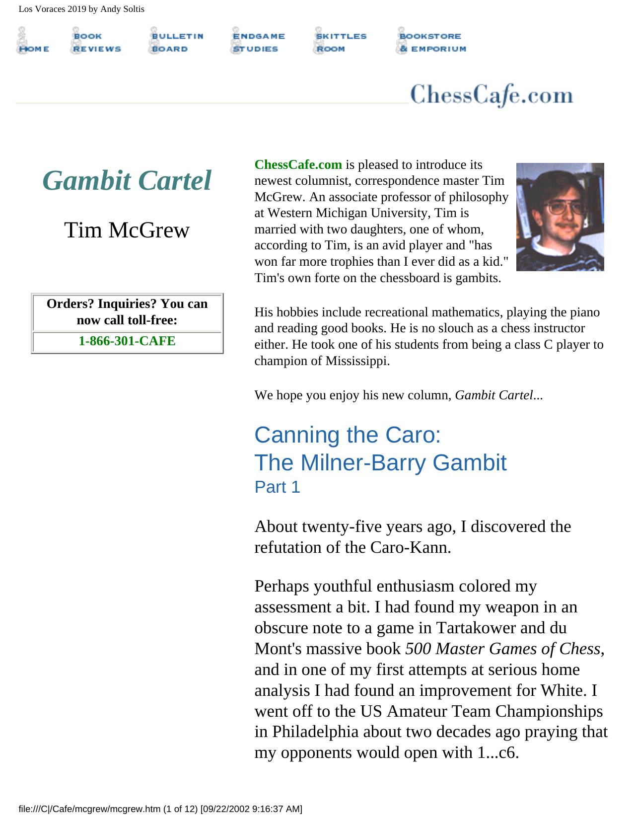McGrew Tim - Chess Cafe - The Gambit Cartel by 1-36-OCR 299p