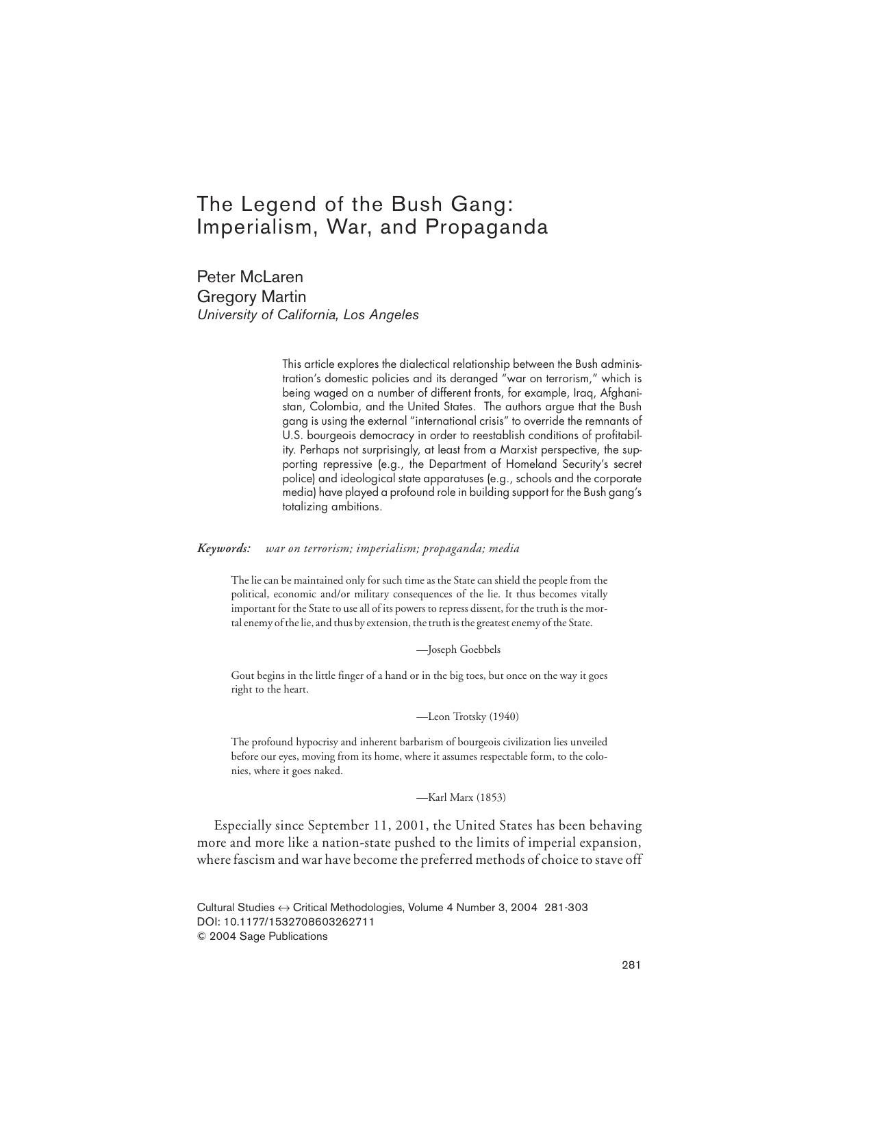 McLaren and Martin - The Legend of the Bush Gang by Imperialism War & Propaganda