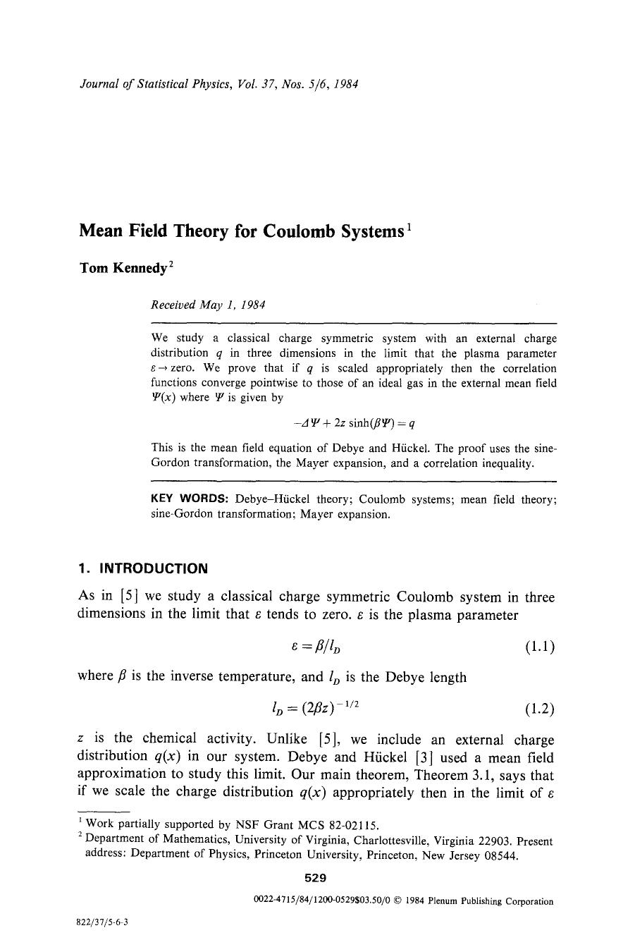 Mean field theory for Coulomb systems by Unknown