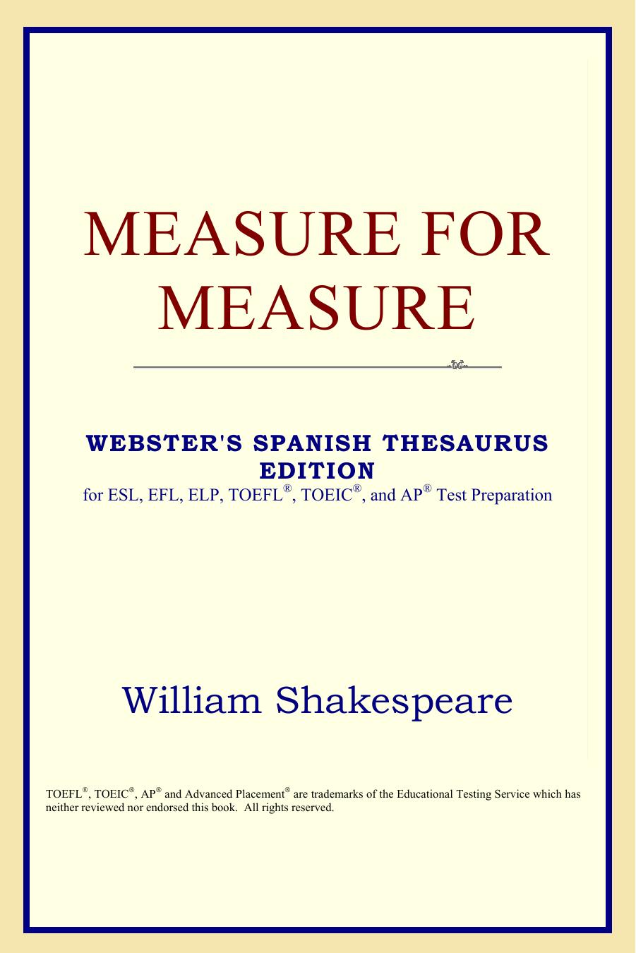 Measure for Measure (Webster's Spanish Thesaurus Edition) by William Shakespeare
