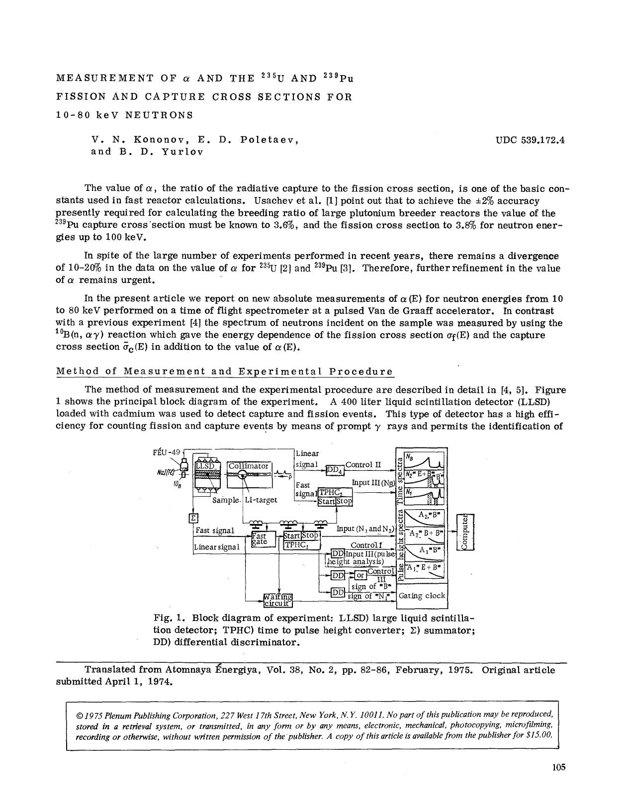 Measurement of <Emphasis Type="Italic">&#x03B1; <Emphasis> and the <Superscript>235 <Superscript>U and <Superscript>239 <Superscript>Pu fission and capture cross sections for 10&#x2013;80 keV neutrons by Unknown