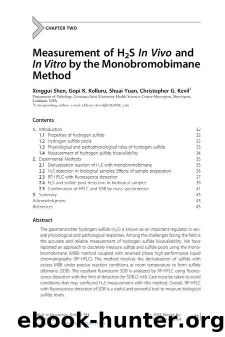 Measurement of H2S In Vivo and In Vitro by the Monobromobimane Method by Xinggui Shen & Gopi K. Kolluru & Shuai Yuan & Christopher G. Kevil
