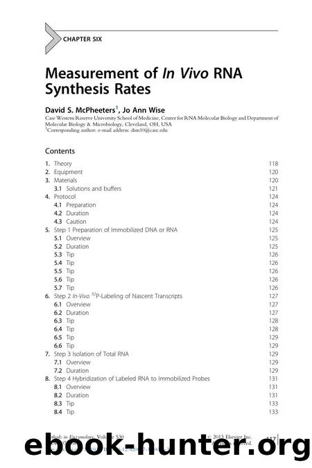 Measurement of In Vivo RNA Synthesis Rates by David S. McPheeters & Jo Ann Wise