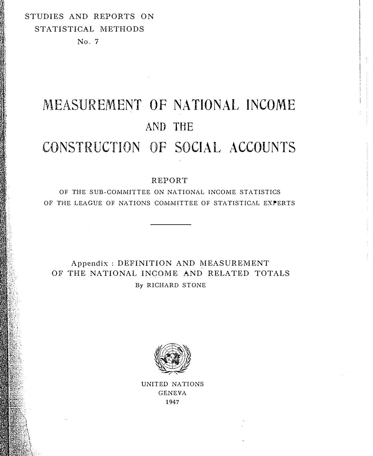 Measurement of National Income and the Construction of Social Accounts by unknow